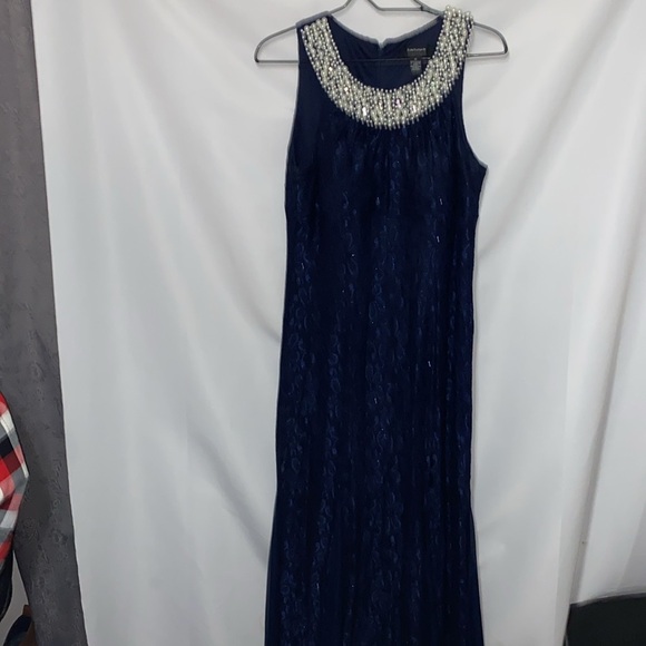 R & M Richard’s  Wo Size 12 FORMAL EVENING DRESS MOTHER OF BRIDE DRESS NAVY EUC - Picture 8 of 16